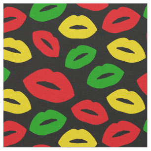 Tela Besos de pintalabios con la bandera jamaiquina