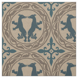 Tela Bestias bizantinas azules y tan
