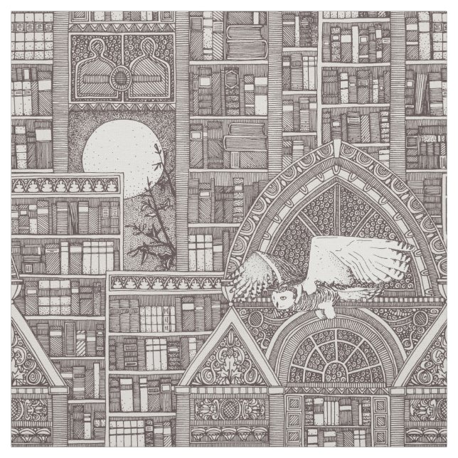Tela biblioteca de medianoche brown Fabric (Retal)
