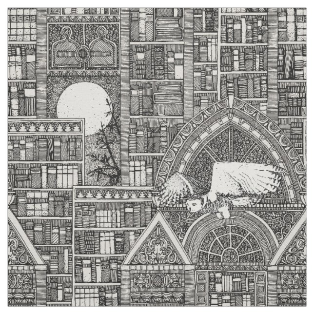 Tela biblioteca de medianoche negro Fabric (Retal)