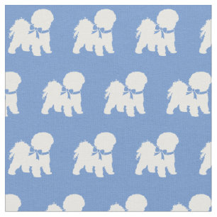 Tela Bichon Frise Dog Silhouette Mascota Light Blue