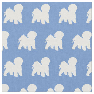 Tela Bichon Frise Dog Silhouette Mascota Light Blue