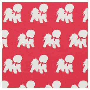 Tela Bichon Frise Dog Silhouette Mascota Red