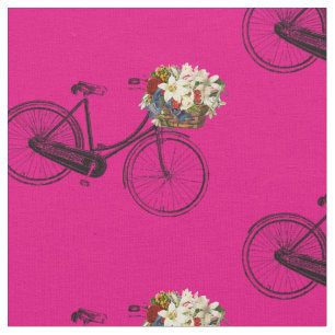 Tela Bicicleta flor bonito primavera tejido rosa