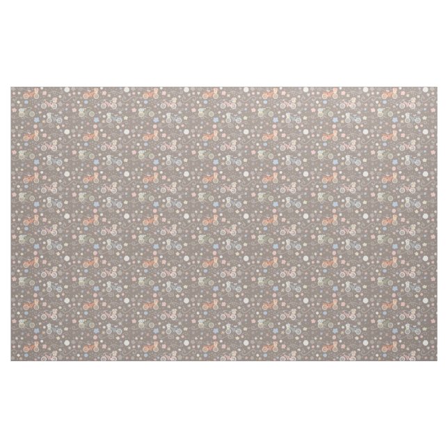 Tela Bicicleta y flores retras ("Cuarto gordo" (fat quarter))