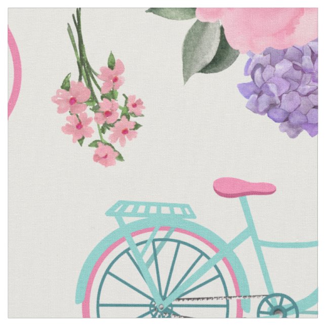 Tela Bicicletas antiguas con flores en Personalizar de  (De cerca)