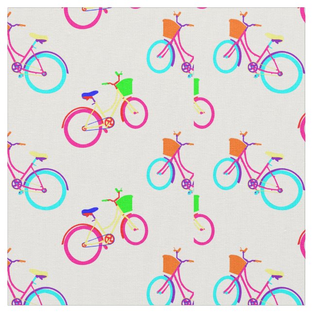 Tela bicicletas arcoíris blancas (De cerca)