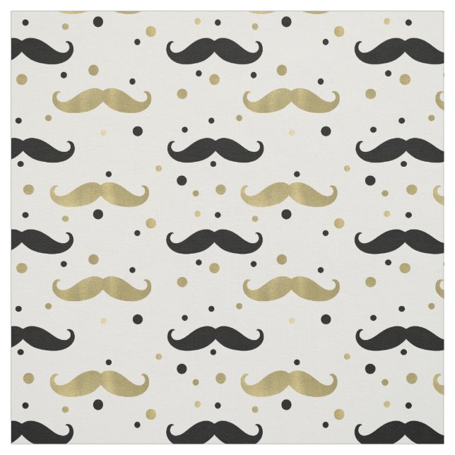 Tela Bigotes negros del confeti del oro (Retal)