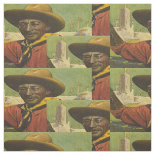 Tela Bill Pickett Black Cowboy Steer Wrestler Fabric