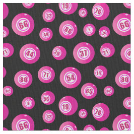 Tela Bingo Lover Bingo Rosa Balls Patrón en negro