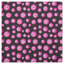 Tela Bingo Lover Bingo Rosa Balls Patrón en negro