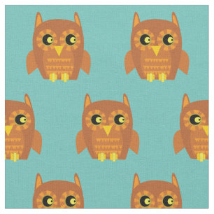 Tela Bird Cute Owl Kid Baby Nursery verde azulado