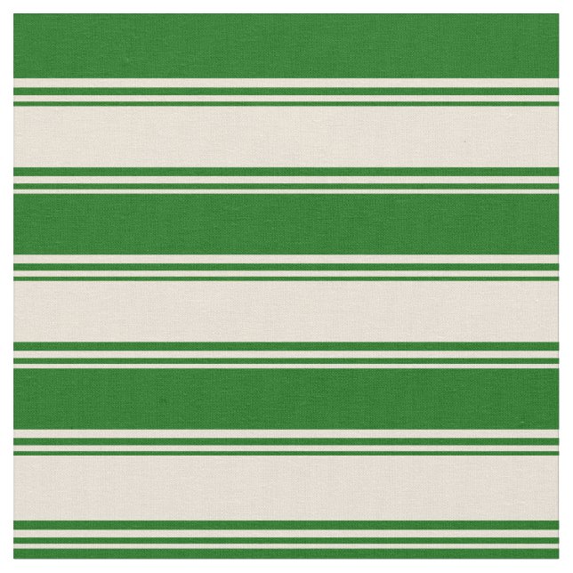 Tela Bisque y líneas verdes oscuras (De cerca)