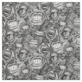 Tela BITE ME orquídeas y rosas BLANCO NEGRO