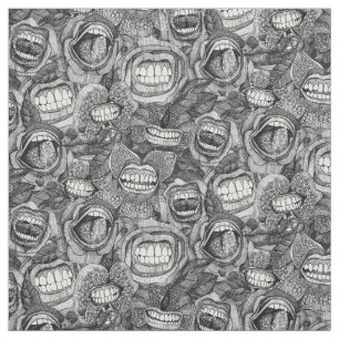 Tela BITE ME orquídeas y rosas BLANCO NEGRO