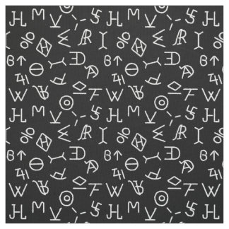 Tela Black and White Cattle Brands Fabric