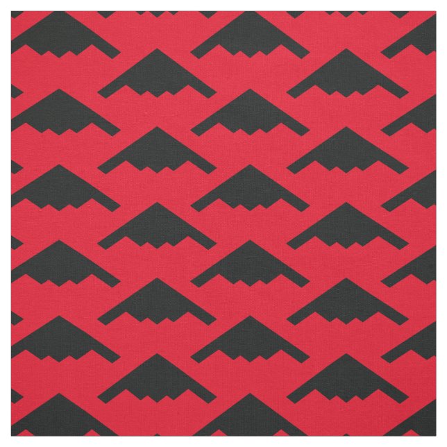 Tela Black B-2 Spirit Stealth Bomber Pattern on Red (Retal)
