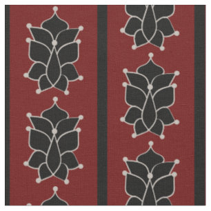Tela Black Batik Stripes Brick Red