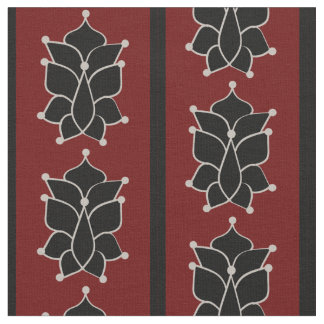 Tela Black Batik Stripes Brick Red