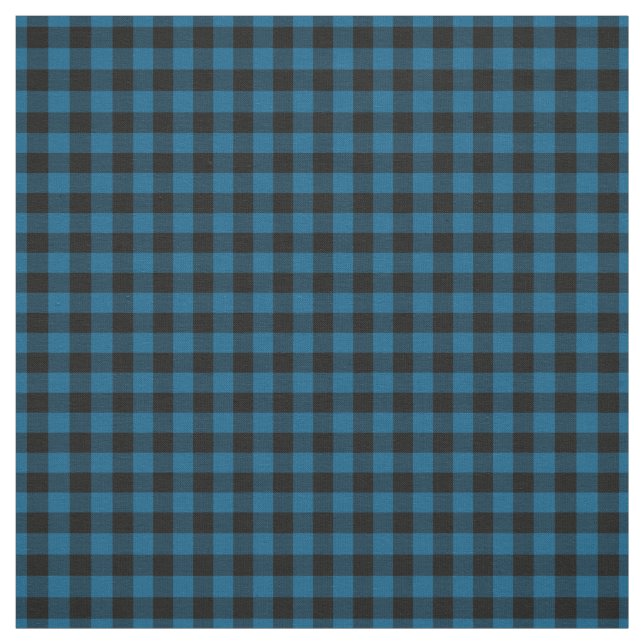 Tela Black Blue Gingham Comprueba el patrón de plazas T (Retal)