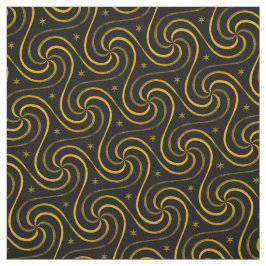 Tela Black Gold Spirals Stars Unisex Pattern Elegant