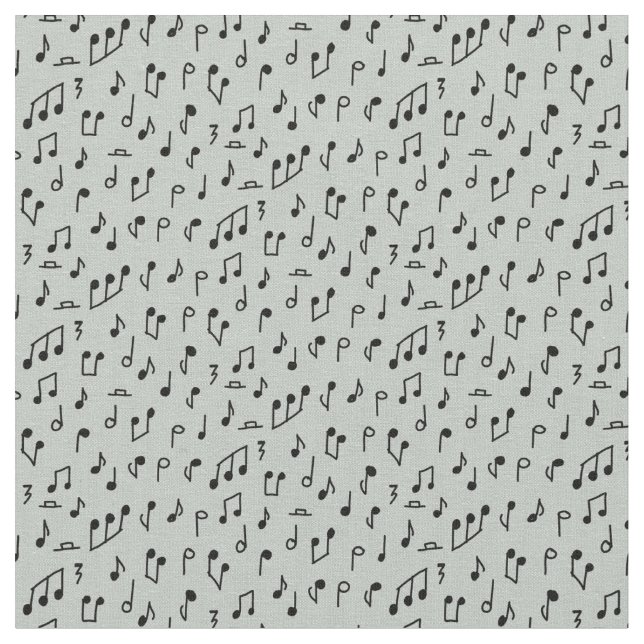 Tela Black Music Notes on Grey (De cerca)