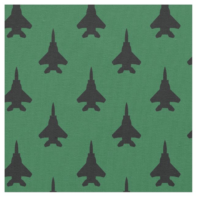 Tela Black on Green Strike Eagle Fighter Jet Pattern (De cerca)