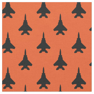 Tela Black on Naranja Strike Eagle Fighter Jet Pattern