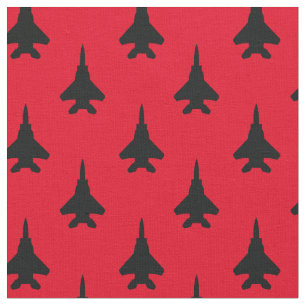 Tela Black on Red Strike Eagle Fighter Jet Pattern
