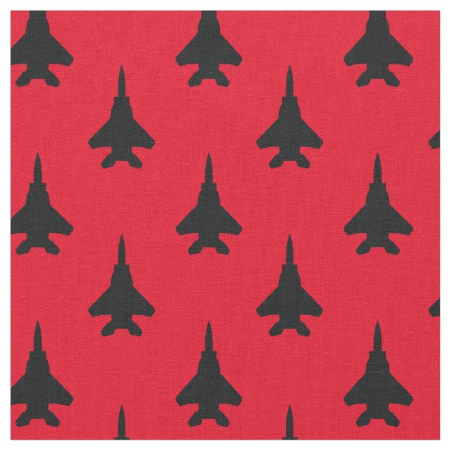 Tela Black on Red Strike Eagle Fighter Jet Pattern (De cerca)