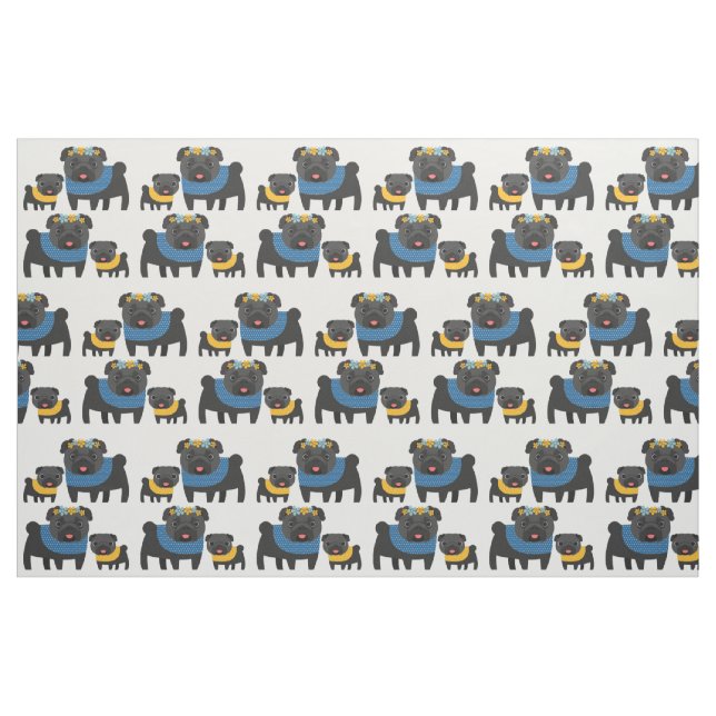 Tela Black Pugs 2 ("Cuarto gordo" (fat quarter))