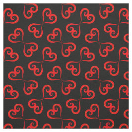Tela Black Red Swirly Hearts Pattern Elegant Valentine