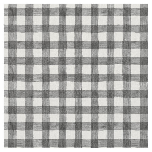 Tela Black Watercolor Gingham (De cerca)