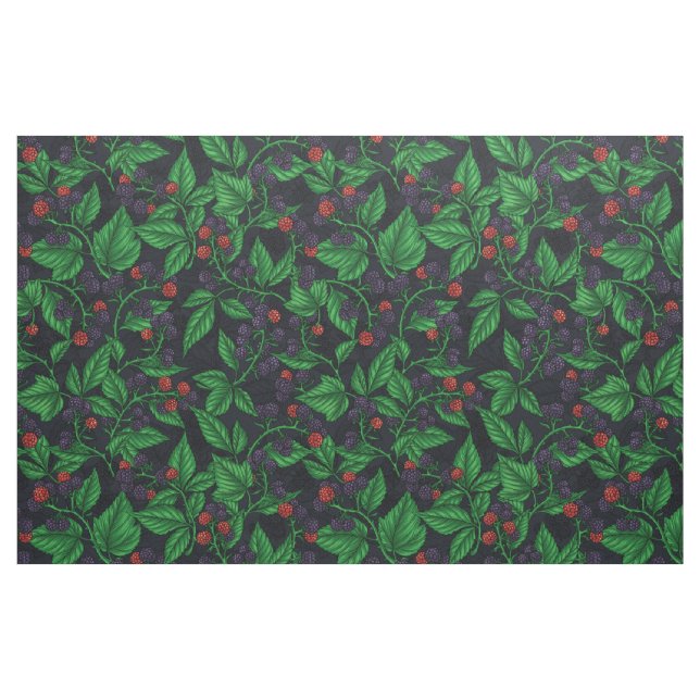 Tela Blackberries sobre gris oscuro ("Cuarto gordo" (fat quarter))