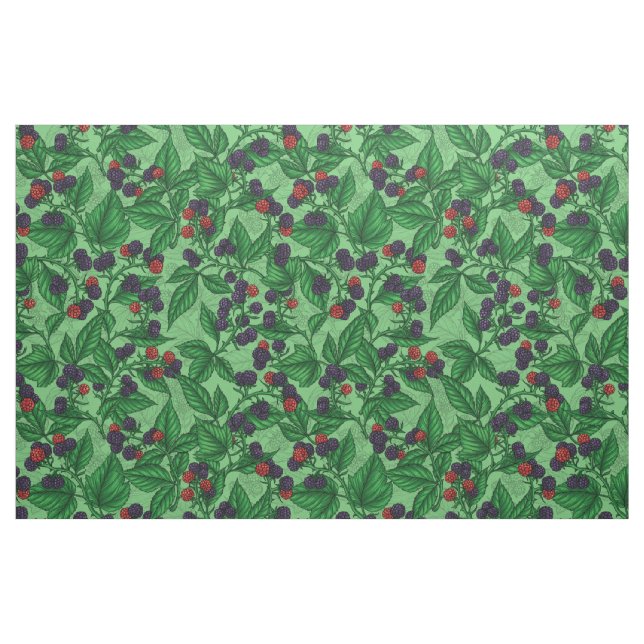 Tela Blackberries sobre verde ("Cuarto gordo" (fat quarter))