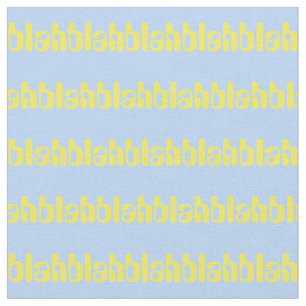 Tela Blah Blue Yellow Fun Texto en blanco Patrón de pa