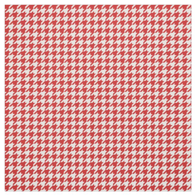 Tela blanca roja del modelo de Houndstooth (Retal)