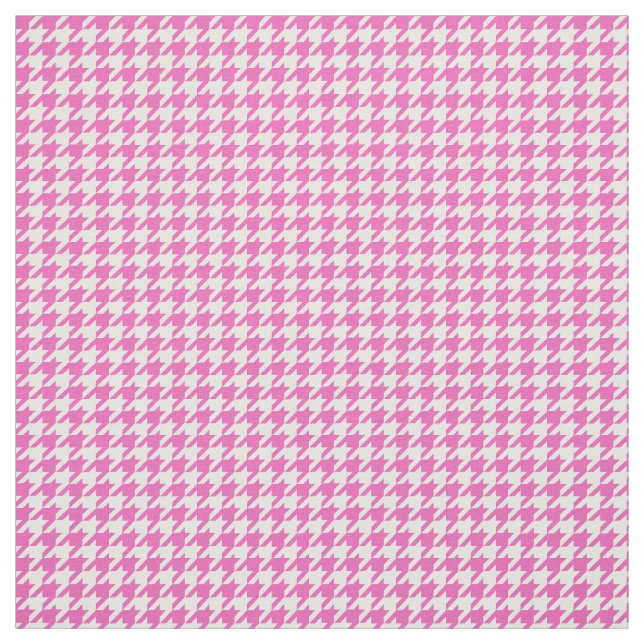 Tela blanca rosada del modelo de Houndstooth (Retal)