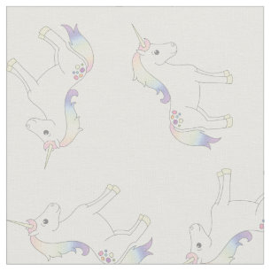Tela Blanco arcoiris pastel de unicornio