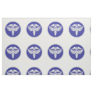 Tela Blanco azul de la muestra médica del caduceo