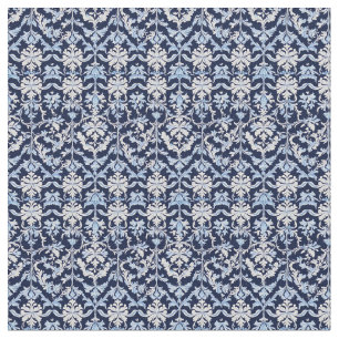 Tela Blanco azul y gris Damasco William Morris Style