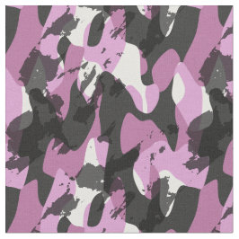 Tela Blanco con tonos de camuflaje abstracto rosa y gri