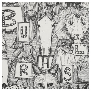 Tela blanco negro ABC animal