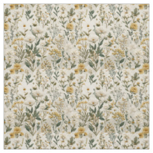 Tela Blanco Rústico Amarillo Botánico Floral Vintage