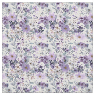 Tela Blanco Rústico Botánico Floral Vintage Morado