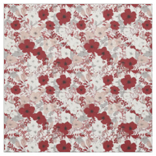 Tela Blanco Rústico Rojo Botánico Floral Vintage Pastel