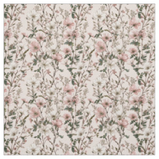 Tela Blanco Rústico Rosa Botánico Pastel Vintage Floral