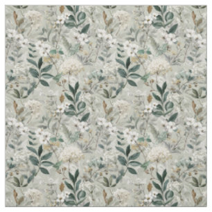 Tela Blanco Rústico Verde Botánico Vintage Boho Floral