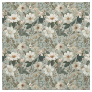 Tela Blanco Rústico Verde Botánico Vintage Boho Floral