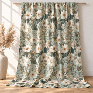 Tela Blanco Rústico Verde Botánico Vintage Boho Floral